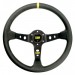 Rim Material: Black Leather,  Spoke Colour: Black,  Wheel Diameter: 350mm,  Centre Marker: Yellow