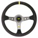 Rim Material: Black Suede,  Spoke Colour: Titanium,  Wheel Diameter: 350mm,  Centre Marker: Yellow