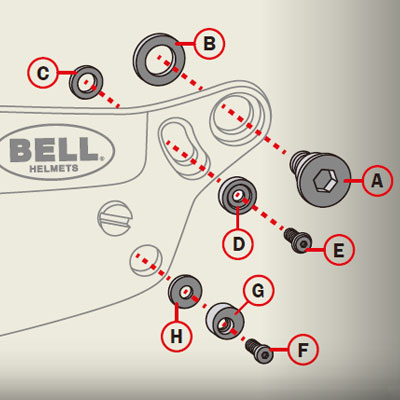 Bell SE03/SE05 Visor Pivot Kit GT5, HP5 & Sport 5