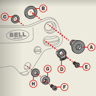 Bell SE07 Visor Pivot Kit RS7, HP7