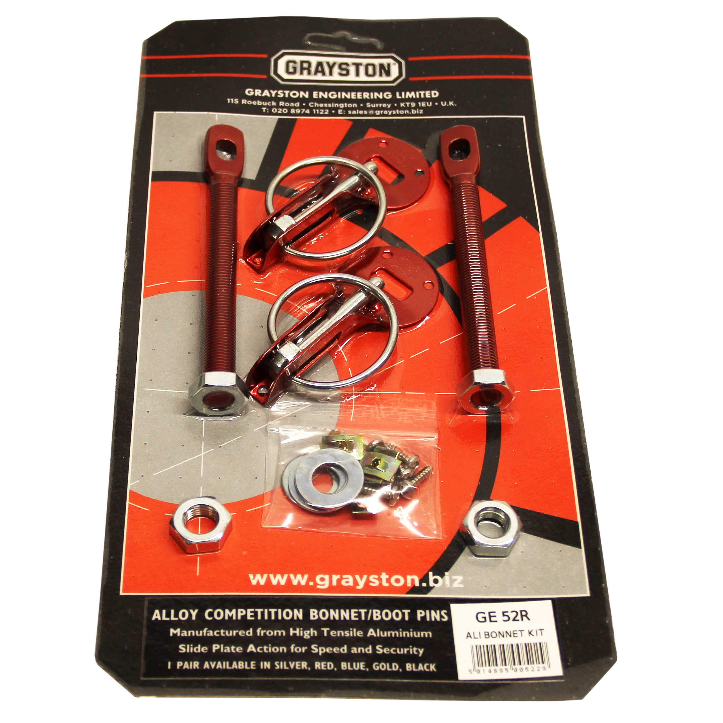 Grayston Red Aluminium Pin Kit GE52R MSAR London