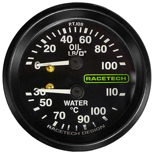 Racetech Dual Mechanical Oil Pressure/Water Temperature Gauge