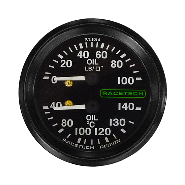 Racetech Dual Mechanical Oil Pressure/Oil Temperature Gauge