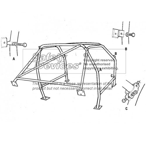 Safety Devices Mazda 323 4WD Multipoint Bolt In Roll Cage