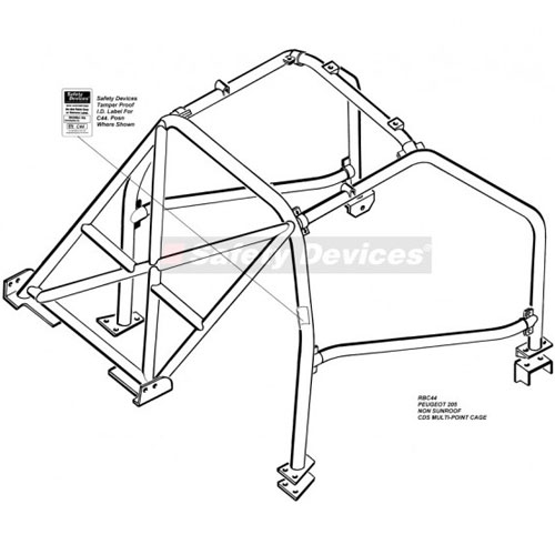Safety Devices Peugeot 205 10 Point Bolt In Roll Cage
